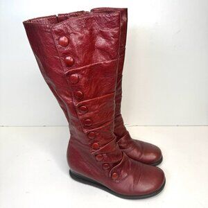 Miz Mooz Bloom Boots Women Size 8 Red Knee Button Witchy Whimsygoth Victorian